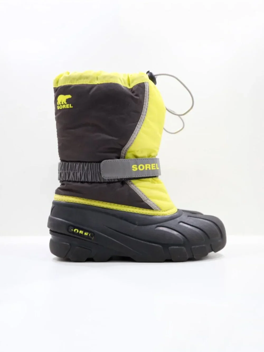 Sorel Flurry Black & Yellow Insulated Waterproof Snow Boots - Youth 4